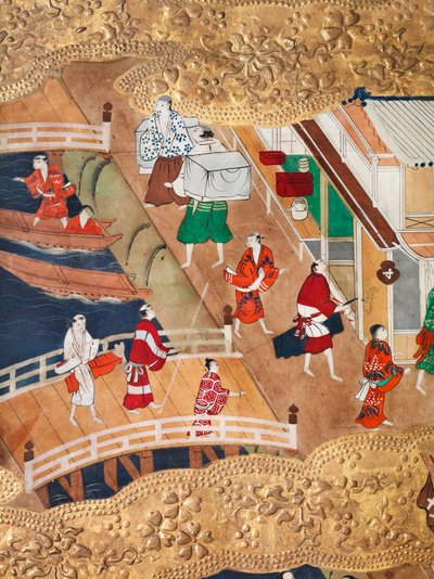 Osakazu Byobu - Japanilainen kahdeksanruutuinen taittuvanäyttö (maalaus) tekijältä Japanese School