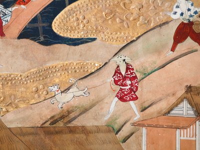 Osakazu Byobu - Japanilainen kahdeksanruutuinen taittuvanäyttö (maalaus) tekijältä Japanese School