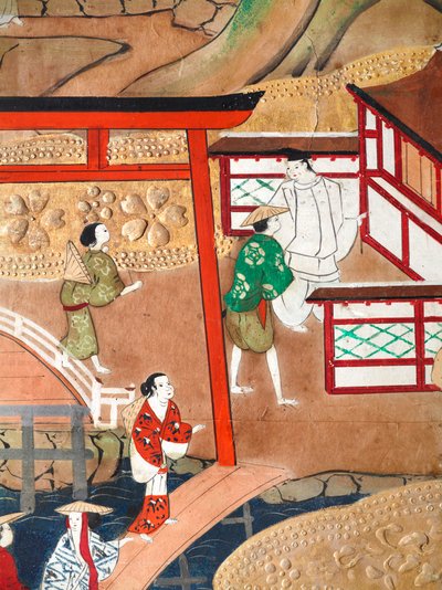 Osakazu Byobu - Japanilainen kahdeksanruutuinen taittuvanäyttö (maalaus) tekijältä Japanese School