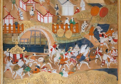 Osakazu Byobu - Japanilainen kahdeksanruutuinen taittuvanäyttö (maalaus) tekijältä Japanese School