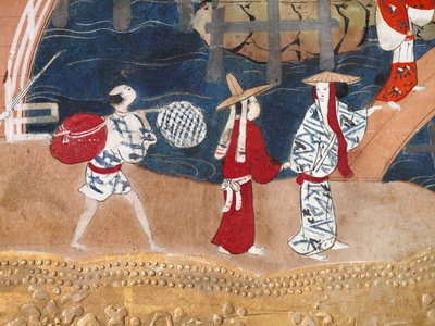 Osakazu Byobu - Japanilainen kahdeksanruutuinen taittuvanäyttö (maalaus) tekijältä Japanese School