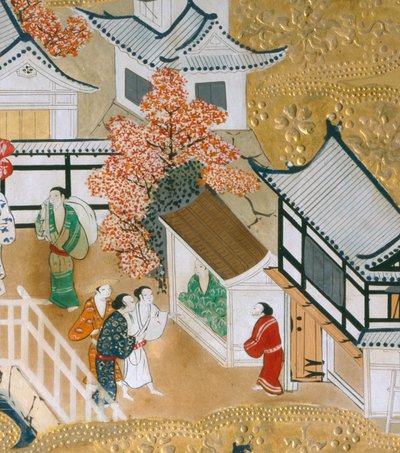 Osakazu Byobu - Japanilainen kahdeksanruutuinen taittuvanäyttö (maalaus) tekijältä Japanese School