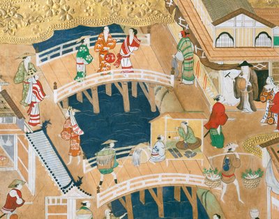 Osakazu Byobu - Japanilainen kahdeksanruutuinen taittuvanäyttö (maalaus) tekijältä Japanese School