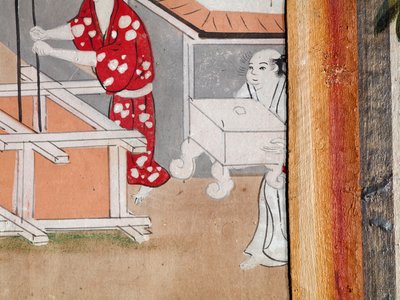 Osakazu Byobu - Japanilainen kahdeksanruutuinen taittuvanäyttö (maalaus) tekijältä Japanese School