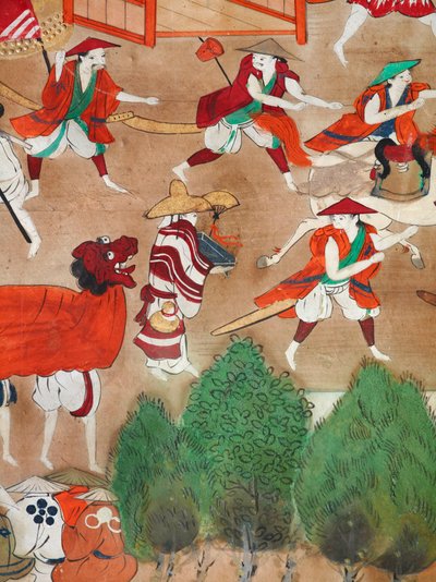 Osakazu Byobu - Japanilainen kahdeksanruutuinen taittuvanäyttö (maalaus) tekijältä Japanese School