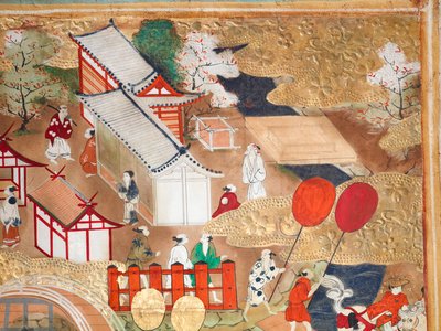 Osakazu Byobu - Japanilainen kahdeksanruutuinen taittuvanäyttö (maalaus) tekijältä Japanese School