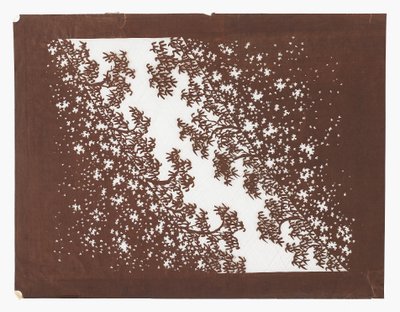 Paperistensiili (katagami), 1800-luvun loppu (kakilla käsitelty Mulberry-kuoripaperi mehu ja silkkilanka) tekijältä Japanese School