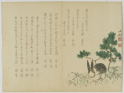 Kani New Years Pinen alla, n. 1860 (puupainatus) tekijältä Japanese School