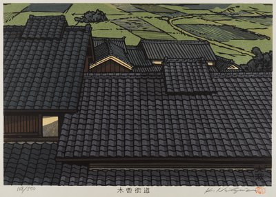 Kattotaso sarjasta Kisokaido (värillinen puupalikkaprintti) tekijältä Japanese School