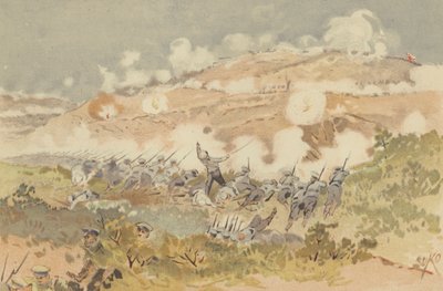 Contra-ataque russo em nossa posição em Chien-shan (chromolitho) finlandesa tekijältä Japanese School