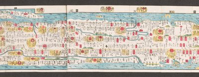 Osa Japanin tiekartasta.  Dai Nihon koku junro meiki daisei. ["Selkeä ja pieni kartta Japanin pääteistä"]  1850 tekijältä Japanese School