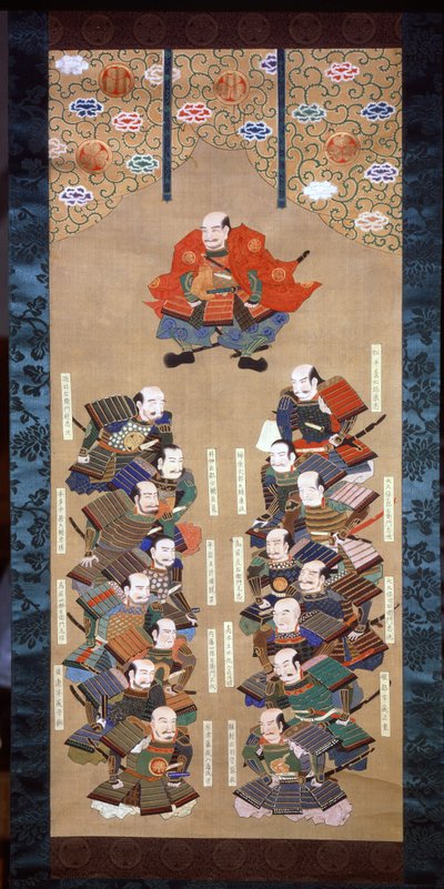 Tokugawa-suvun shogun ja 16 jaloa samuraita, 1600-luku tekijältä Japanese School