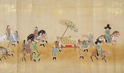 Kuudes Korean suurlähetystö Japanissa Meireki 1:ssä Tokugawa Ietsunan peräkkäin vuonna 1651, mahdollisesti Kano Masunobu (1625-94) (rullamaalaus) (yksityiskohta) tekijältä Japanese School