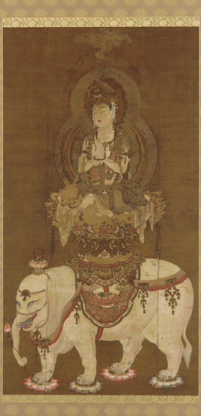 Bodhisattva - Fugen (Fugen Bosatsu) Heian-kausi (muste, kulta ja hopea silkillä) tekijältä Japanese School