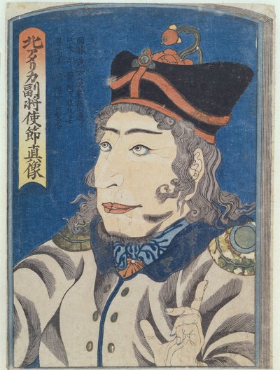 Pohjois-Amerikan kenraaliadjutantti Adams, noin 1854 (puupiirrosvärivedos). tekijältä Japanese School