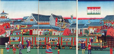 Juna Yokohamassa, 1800-luvun toinen puoli tekijältä Japanese School