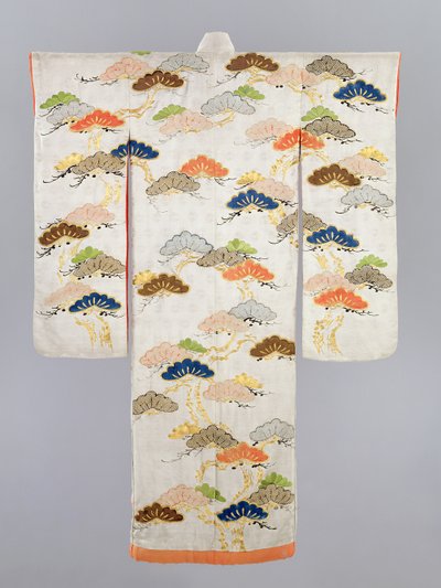 Naisten kimono, Edo-kausi (1600-1868) (silkki metallilangoilla) tekijältä Japanese School