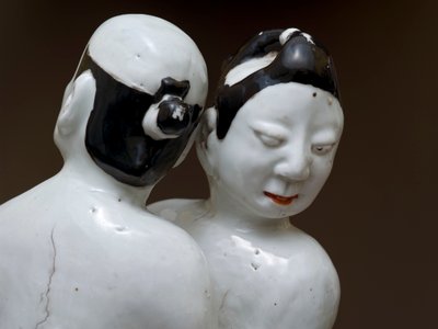 Painijat, japanilaiset, luultavasti 1600-luvulta (keramiikka monivärisellä aluslasilla) (yksityiskohta 117752) tekijältä Japanese School