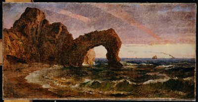 Auringonlasku Etretatissa, 1894 tekijältä Jasper Francis Cropsey