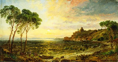 Auringonlasku Thrasemine-järven yli, 1887 tekijältä Jasper Francis Cropsey