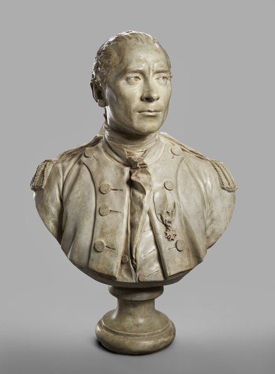 John Paul Jonesin muotokuva, mallinnettu 1780, valettu 1787-89 (kipsi terrakottamaalilla) tekijältä Jean Antoine Houdon