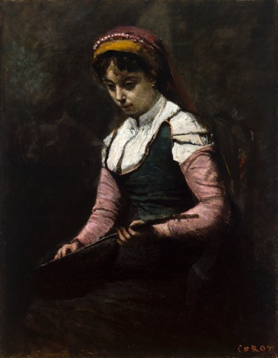 Tyttö mandoliinilla tekijältä Jean-Baptiste-Camille Corot