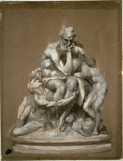 Tutkimus veistokselle "Ugolino ja hänen lapsensa" tekijältä Jean Baptiste Carpeaux
