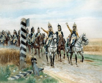 Rajapylväs, Edouard Detaillen (1848-1912) 23. lohikäärmevesiväri. 1800-luvulla. Pariisi, Musee de l
