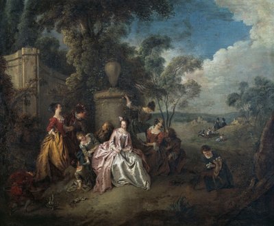 Tapaaminen puistossa, Jean-Baptiste Pater (1695-1736), öljy kankaalle tekijältä Jean-Baptiste Joseph Pater