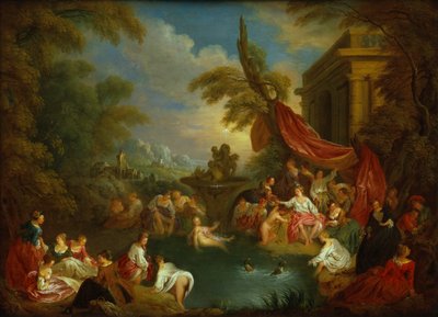 Kylpijät (öljy kuparikaiverruspaperille) tekijältä Jean-Baptiste Joseph Pater