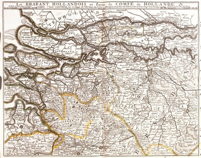 Hollannin Brabantin (tai Pohjois-Brabantin) ja osan Hollannin kreivikunnasta (Alankomaat) kartta (kaiverrus tekijältä Jean Baptiste Nolin