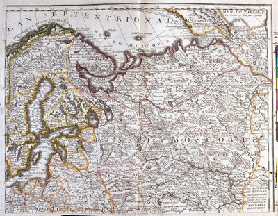 Moskovan (Venäjä), Ruotsin kuningaskunnan, Baltian maakuntien ja osan Puolan kartta (etsaus tekijältä Jean Baptiste Nolin