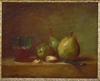 Päärynöitä ja kuppi viiniä ... tekijältä Jean-Baptiste Simeon Chardin