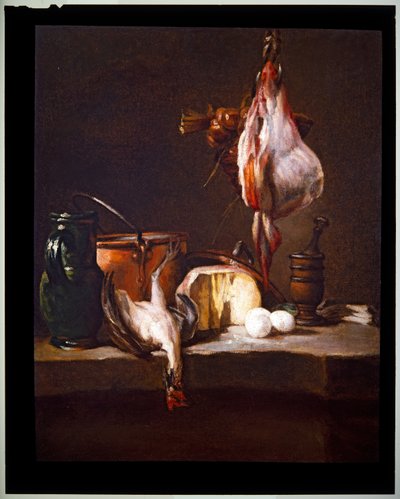 Keittiön pöytä raidalla tekijältä Jean Baptiste Simeon Chardin