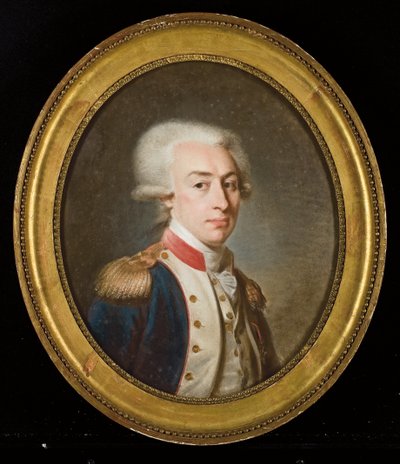 Marquis de La Fayetten muotokuva (pastelli paperille) tekijältä Jean Baptiste Weyler