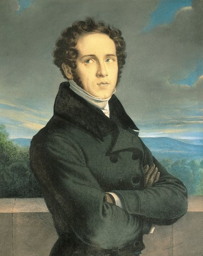 Italia, Milano, Italian oopperasäveltäjä Vincenzo Bellinin (1801 - 1835) muotokuva tekijältä Jean Francois Millet