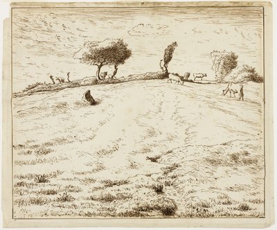 Maisema - Gruchyn kukkula, Normandia tekijältä Jean-Francois Millet