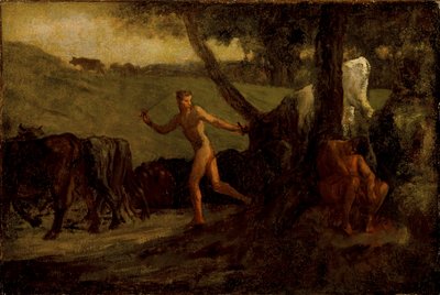 Tutkielma teokseen "Merkurius johdattaa Argoksen lehmät juomaan" tekijältä Jean-Francois Millet