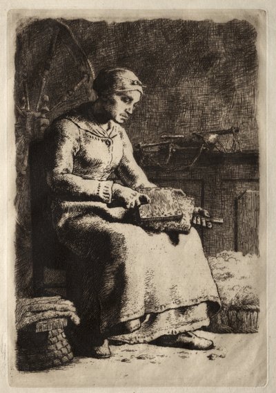 Nainen karstaus villaa tekijältä Jean-Francois Millet