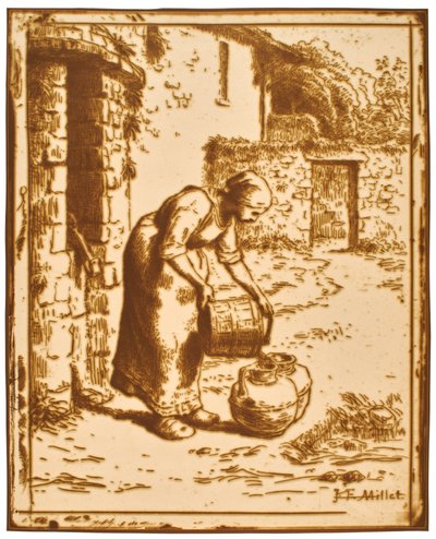 Nainen tyhjentämässä ämpäriä tekijältä Jean-Francois Millet