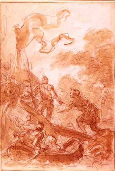 Orlando lähtee saarelta (liitu ja pesu paperille) tekijältä Jean Honore Fragonard