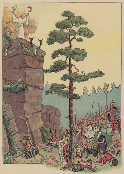 Druidit juhlivat festivaaleja Maennelsteinissa, Alsace (värilitho) tekijältä Jean Jacques Waltz
