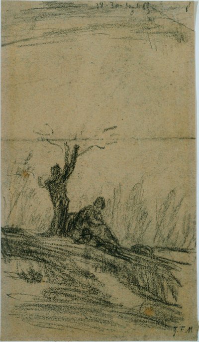 Hahmo istuu puun alla tekijältä Jean Francois Millet