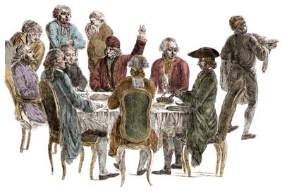 Filosofien illallinen - Voltaire (Francois Marie Arouet tekijältä Jean (after) Huber