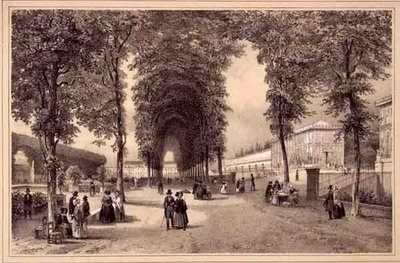 Näkymä Jardins des Plantes -puistoon, julkaisija Auguste Bry (litho) tekijältä Jean (after) Jacottet