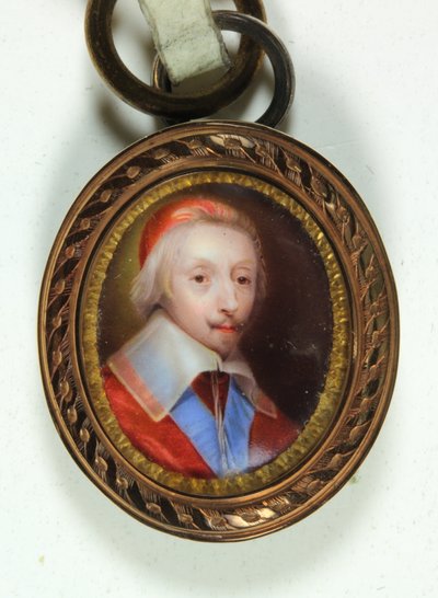 Armand-Jean Du Plessis, kardinaali, herttua De Richelieu (emali) tekijältä Jean (school of) Petitot