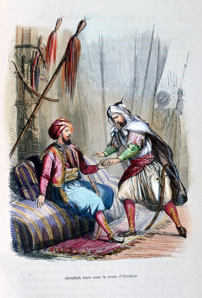 Abdullah vastaanotettu Ibrahim Pashan teltassa, 1818, c1847 tekijältä Jean Adolphe Beauce