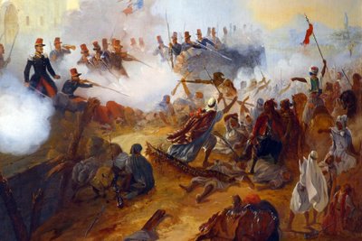 Kapteeni Lelièvren sankarillinen puolustus Mazagranissa (helmikuu 1840), yksityiskohta. tekijältä Jean Adolphe Beauce