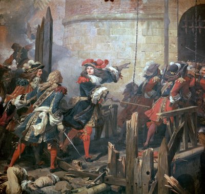 Ludvig XIV johtaa Valenciennesin hyökkäystä 1600-luvulla. tekijältä Jean Alaux