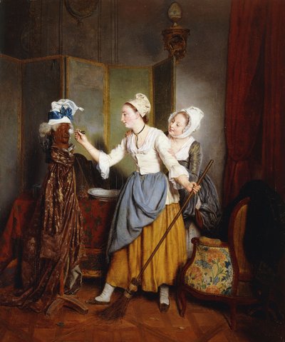 Mannekiinin pukeutuminen; Mannekiinin wc, 1835 tekijältä Jean Alphonse Roehn